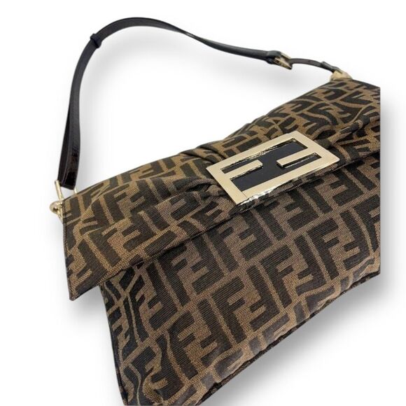 FENDI MIA Brown & Black FF Zucca Logo Single Leather Shoulder Strap Hand… - Picture 8 of 13